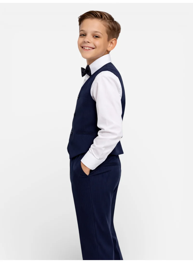 victor and jane Boys 4 Pc Set Blue Waistcoat, Shirt, Trousers & Bow Tie Set (3 Years–8 Years)
